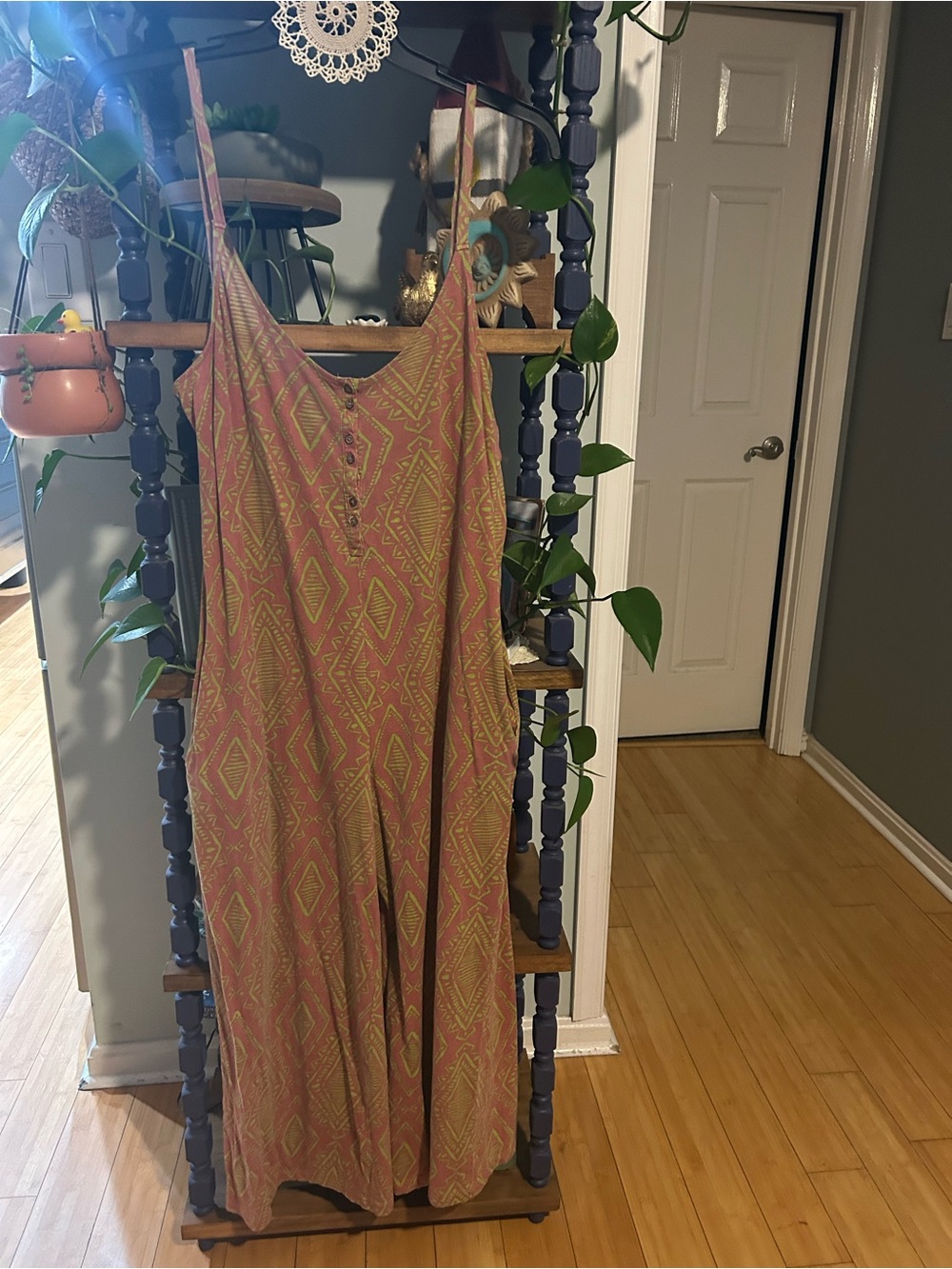 Sleeveless Geometric-Print Wide-Leg Romper